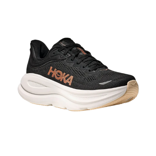 HOKA BONDI 9 - נעלי ספורט לאישה בונדי 9 בצבע שחור/רוז גולד תמונה ראשית