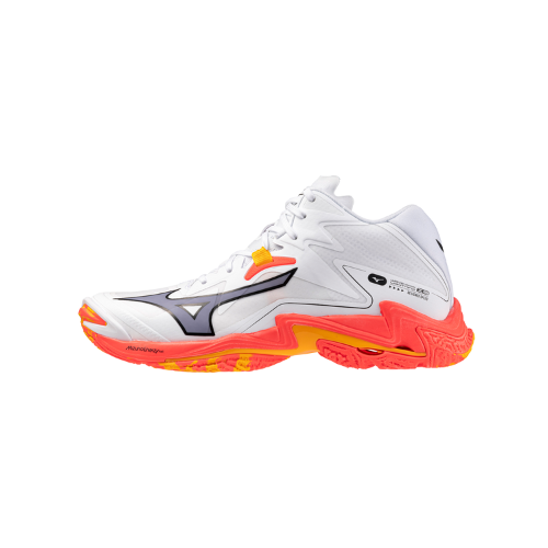 נעלי כדורעף יוניסקס דגם WAVE LIGHTNING Z8 MID Mizuno בצבע כתום/לבן