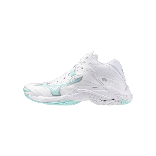 נעלי כדורעף נשים דגם WAVE LIGHTNING Z8 MID Mizuno בצבע תכלת/לבן