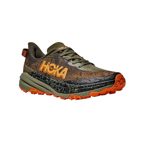 HOKA SPEEDGOAT 6 WIDE - נעלי ספורט גברים ספידגוט 6 רחבות בצבע זית/כתום תמונה ראשית