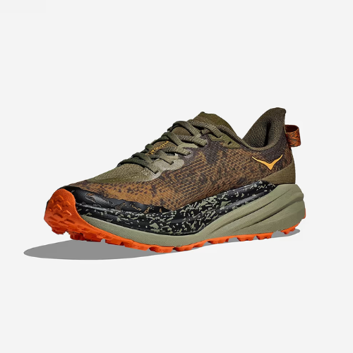 HOKA SPEEDGOAT 6 WIDE - נעלי ספורט גברים ספידגוט 6 רחבות בצבע זית/כתום