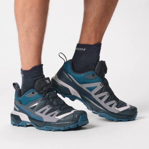 נעלי טיולים אטומות למים לגברים דגם X ULTRA 360 GORE-TEX SALOMON בצבע כחול אפור