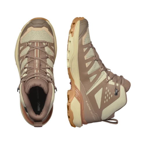 נעלי טיולים אטומות למים לנשים דגם X ULTRA 360 EDGE MID GORE-TEX SALOMON בצבע חול