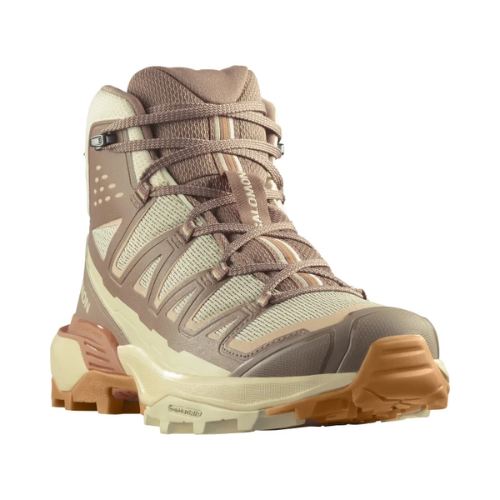 נעלי טיולים אטומות למים לנשים דגם X ULTRA 360 EDGE MID GORE-TEX SALOMON בצבע חול