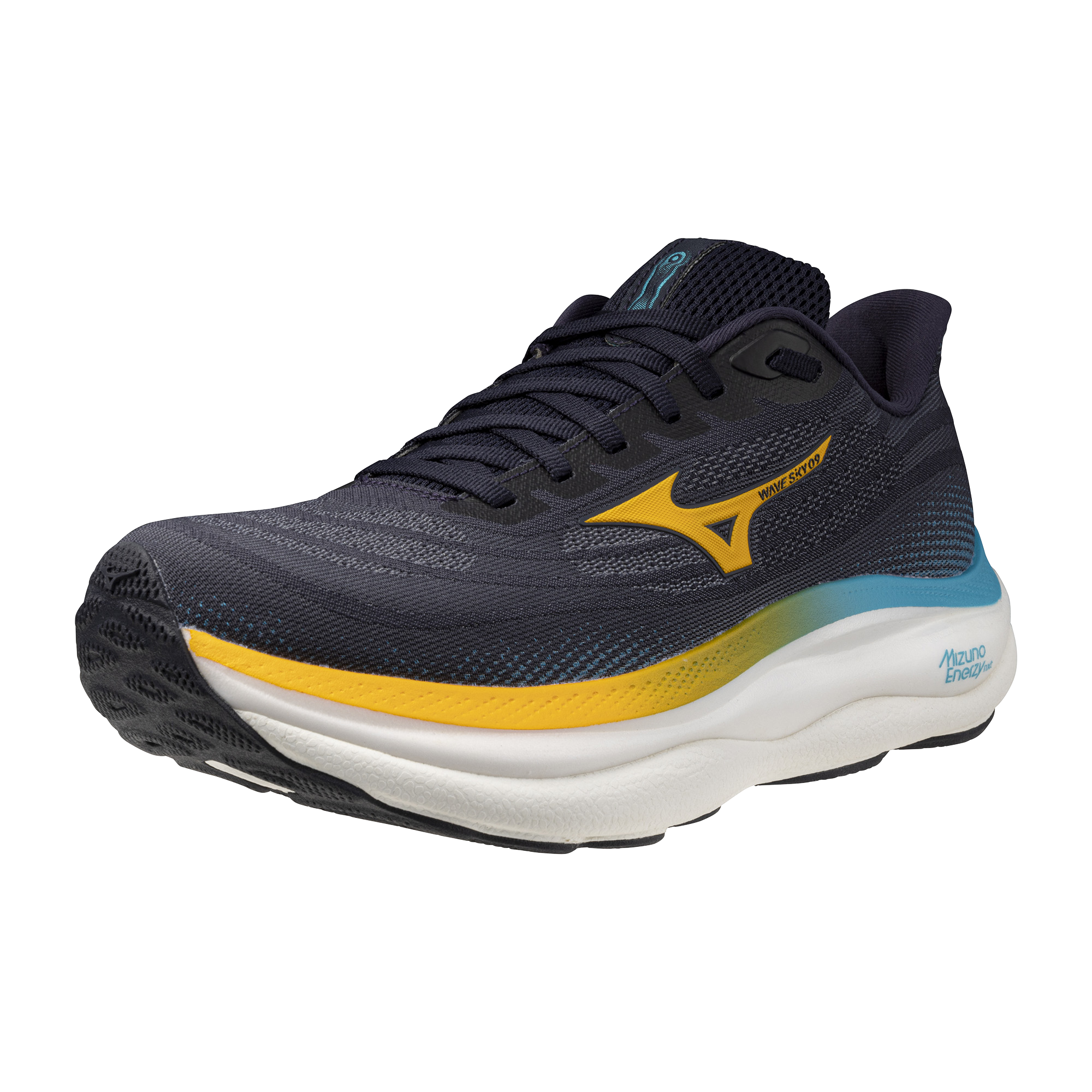 נעלי ריצה לגברים דגם WAVE SKY 9 Mizuno בצבע שחור צהוב