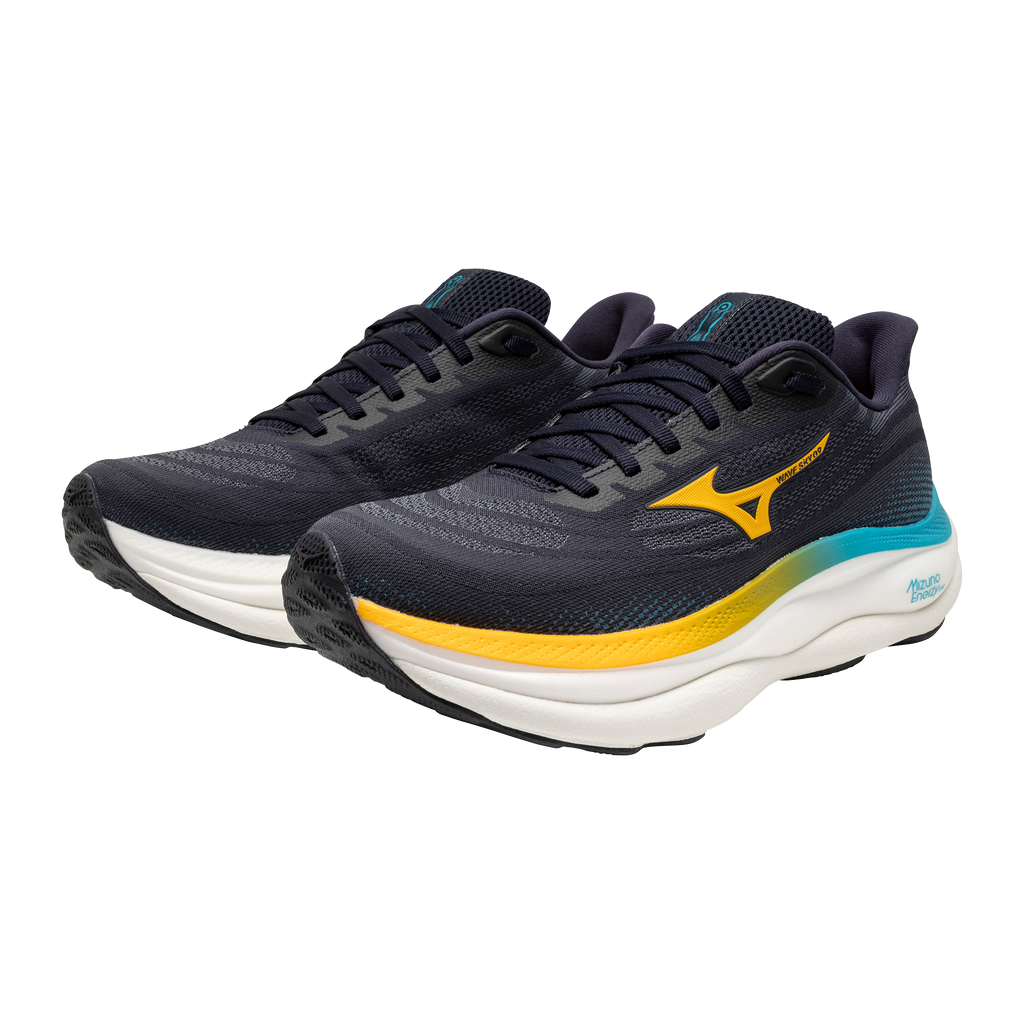 נעלי ריצה לגברים דגם WAVE SKY 9 Mizuno בצבע שחור צהוב