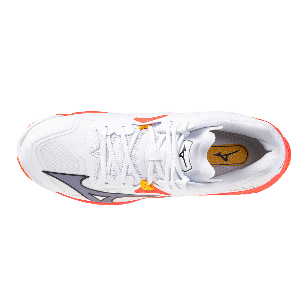 נעלי כדורעף יוניסקס דגם WAVE LIGHTNING Z8 MID Mizuno בצבע כתום/לבן